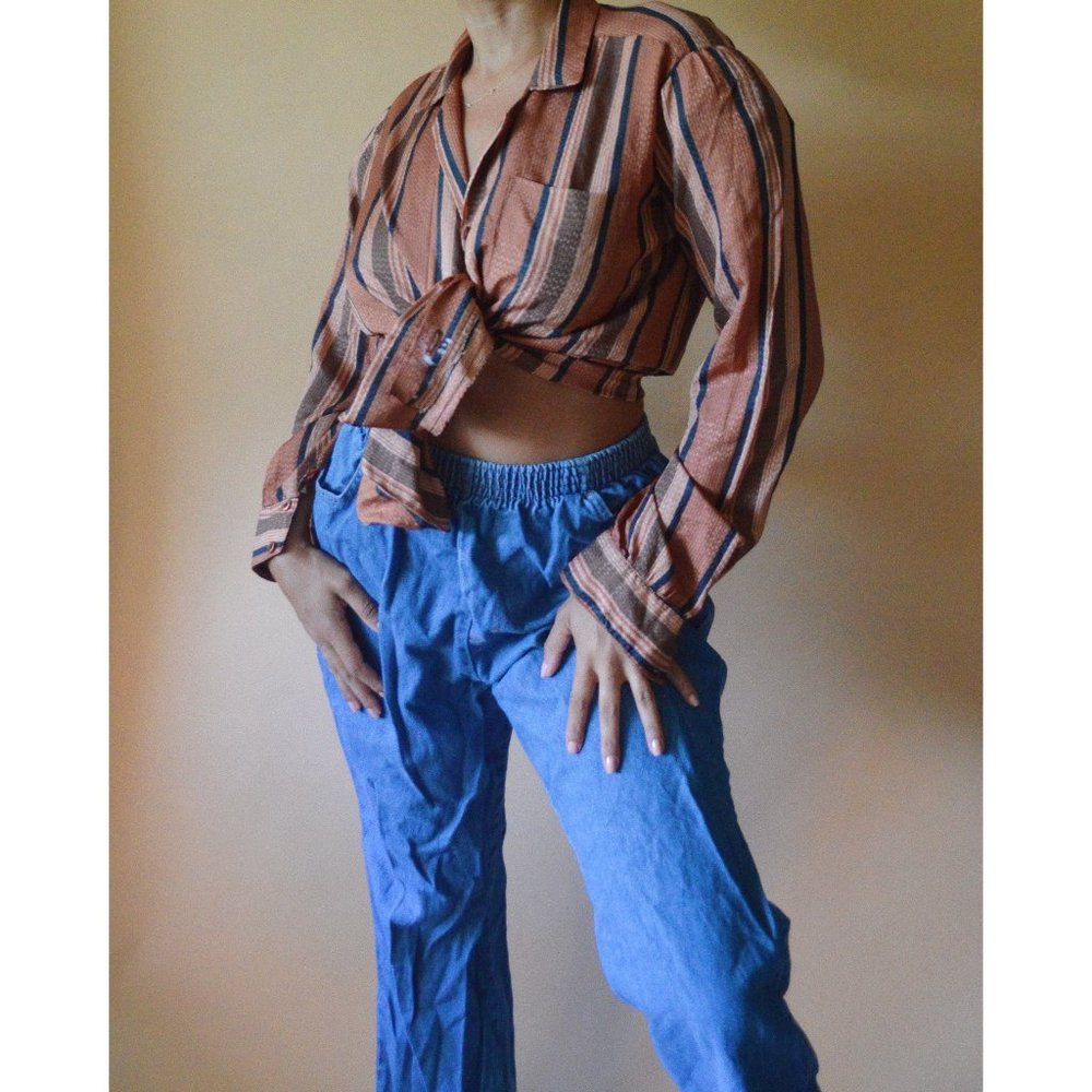 Vintage Monochromatic Striped Shirt